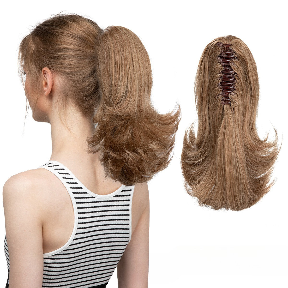 Ombre Gray-to-White Ponytail Extension
