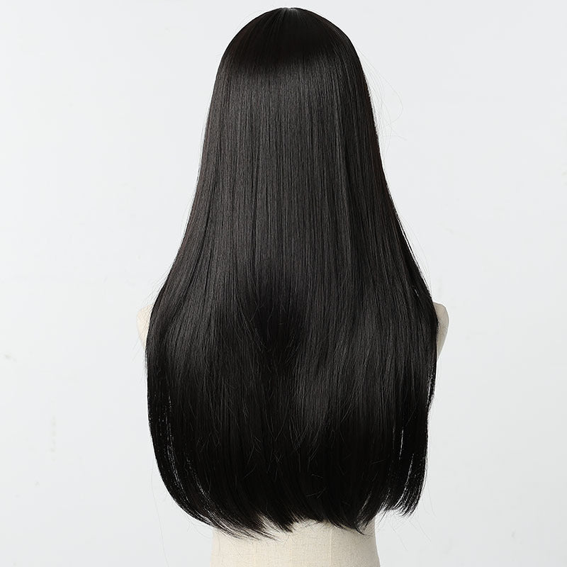 Classic Black Long Straight Wig with Fringe