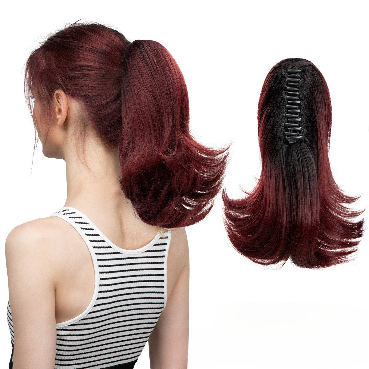 Ombre Gray-to-White Ponytail Extension